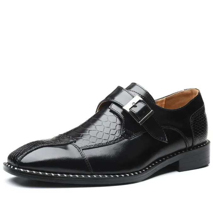 Chaussures habillées homme boucle monk effet crocodile cuir synthétique