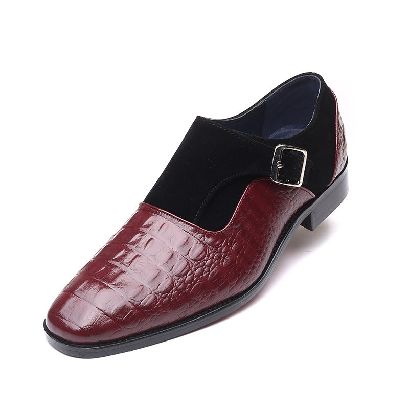Chaussures habillées homme boucle monk effet crocodile empiècement suédine