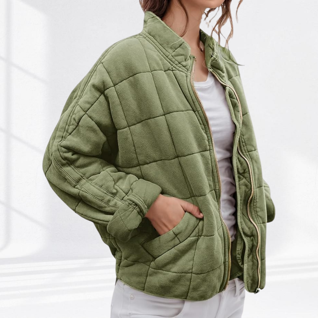 Veste matelassée femme zippée col montant coupe oversize poches