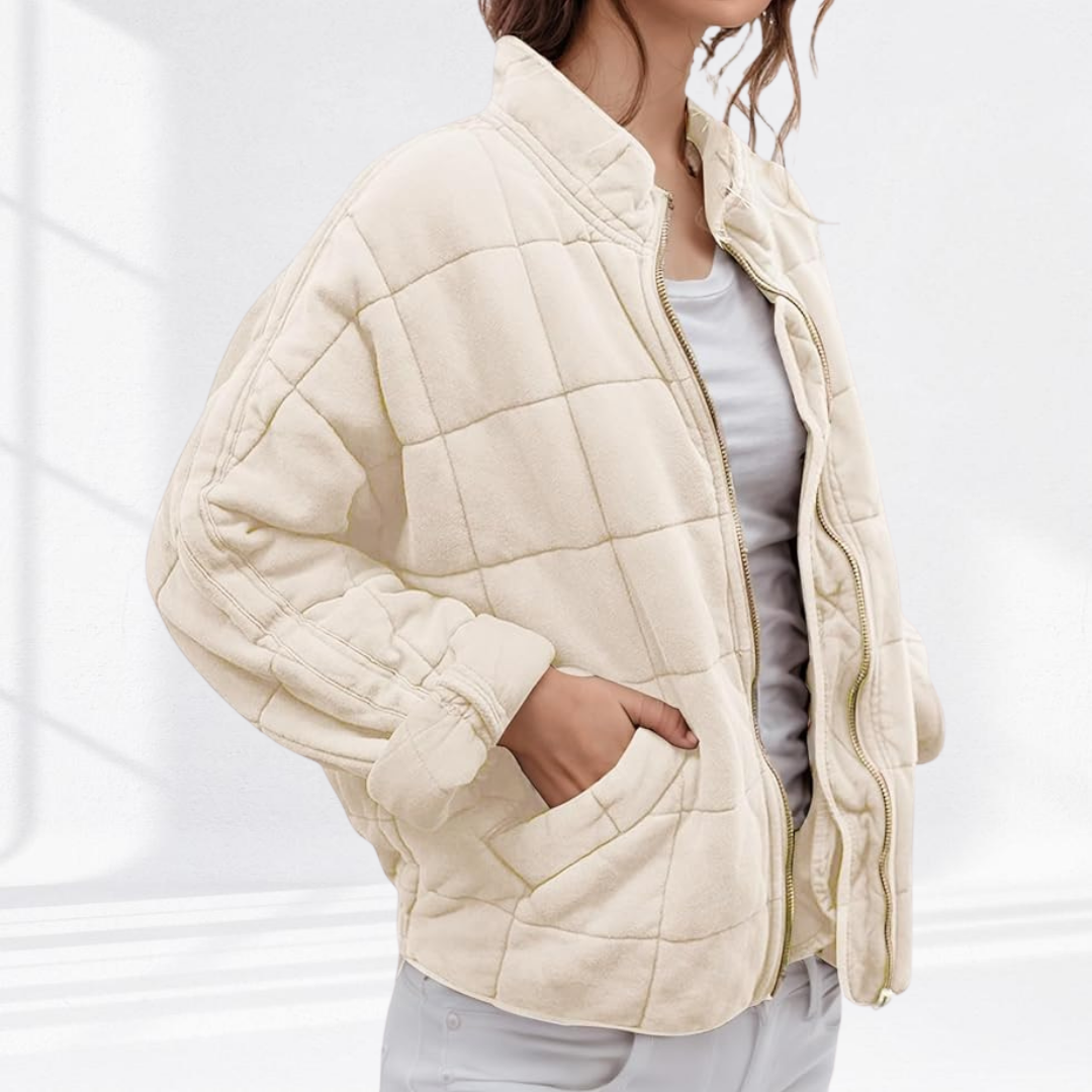 Veste matelassée femme zippée col montant coupe oversize poches