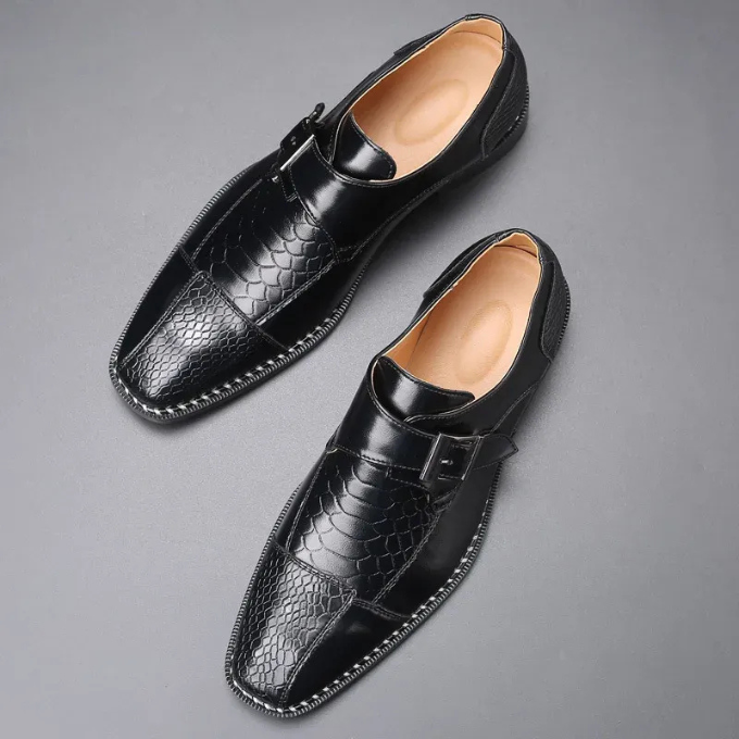 Chaussures habillées homme boucle monk effet crocodile cuir synthétique