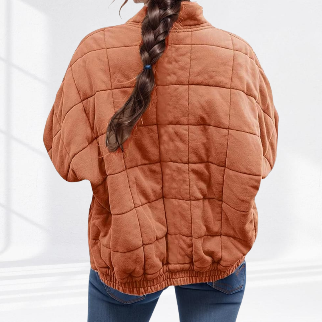 Veste matelassée femme zippée col montant coupe oversize poches