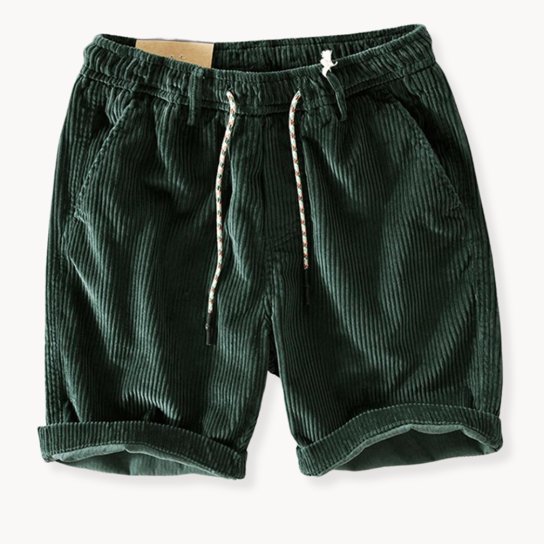 Short homme en velours côtelé taille élastique cordon de serrage coupe ample