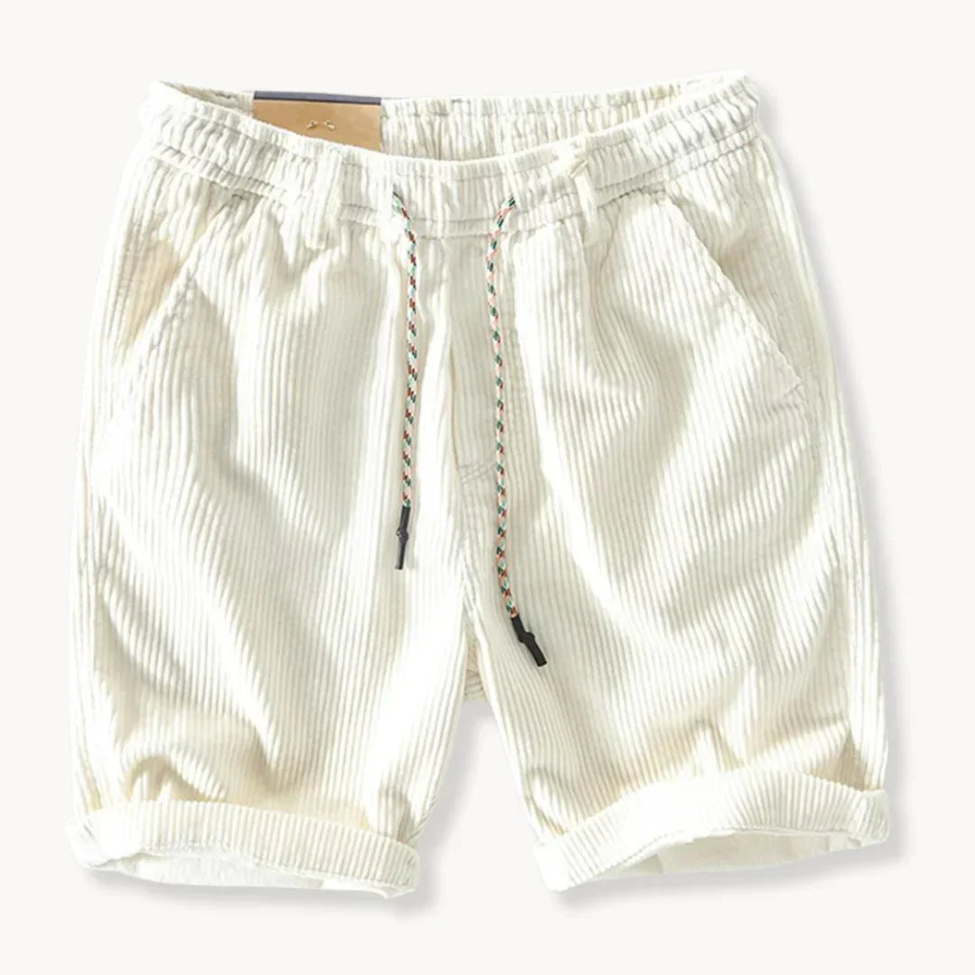 Short homme en velours côtelé taille élastique cordon de serrage coupe ample