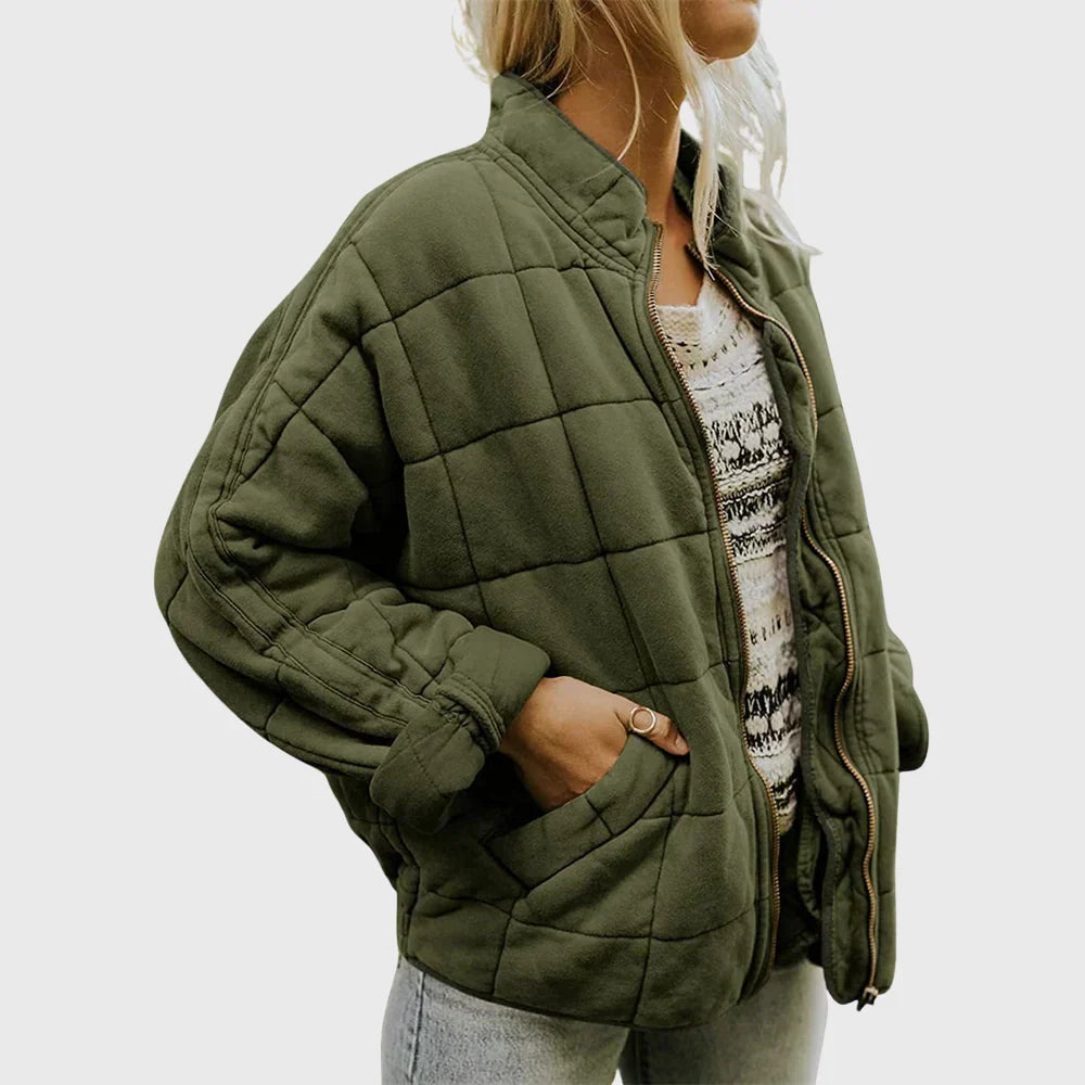 Veste matelassée femme zippée col montant coupe oversize poches