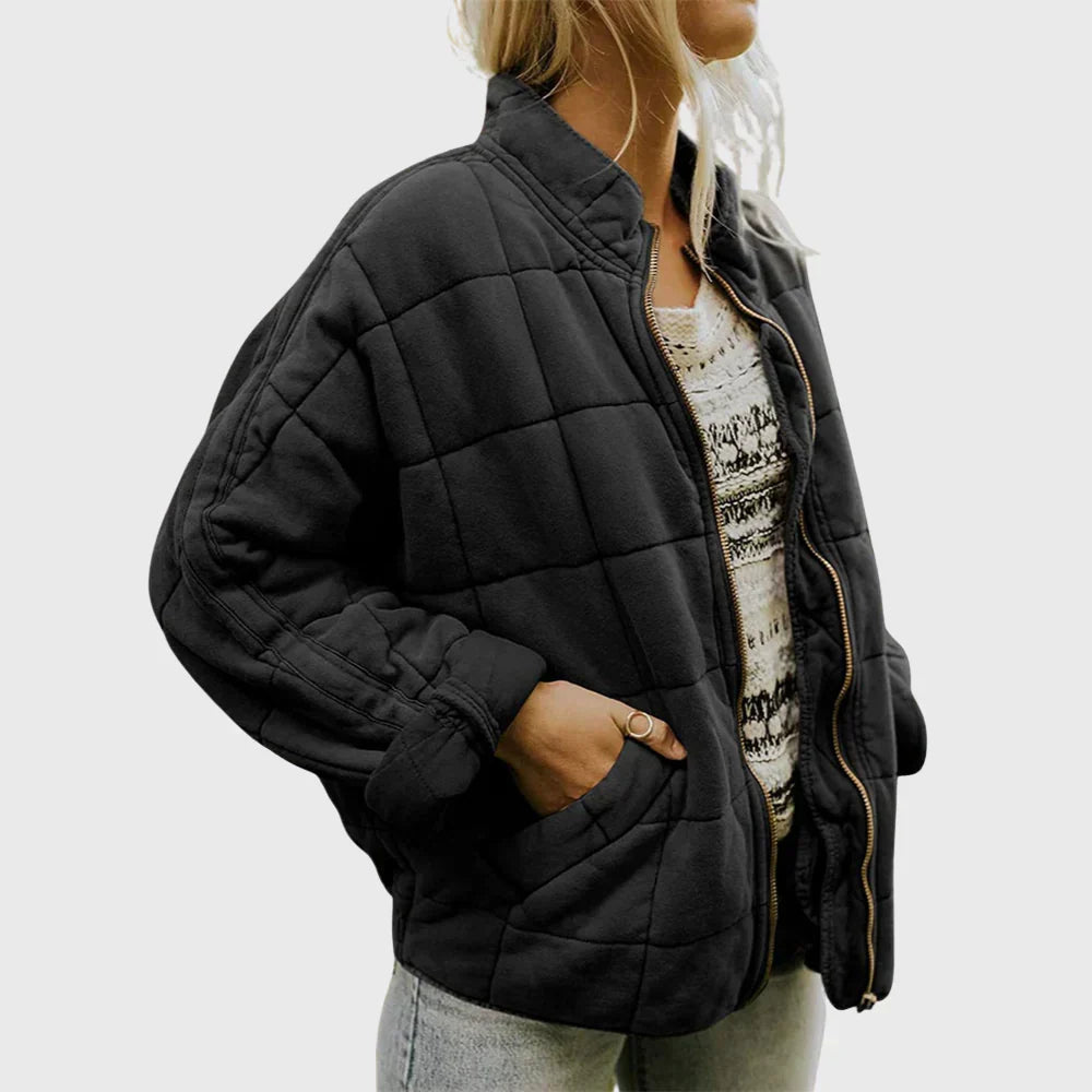 Veste matelassée femme zippée col montant coupe oversize poches