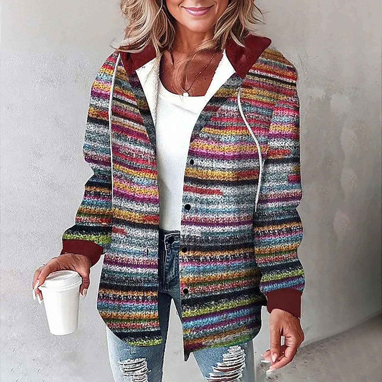 Veste carreaux femme capuche boutonnée coupe oversize style surchemise