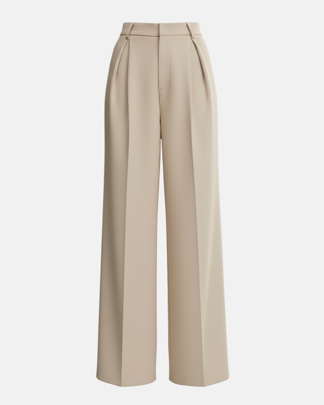 Pantalon large femme taille haute plis avant coupe fluide palazzo