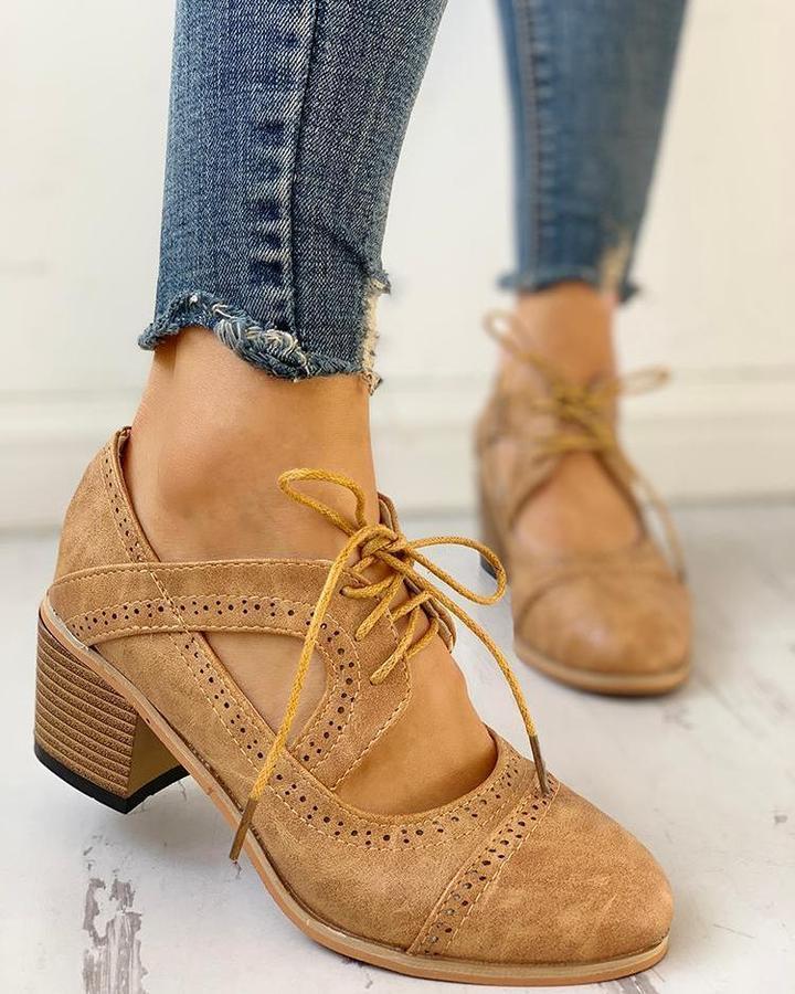 Escarpins femme à talon bloc bride T à lacets style Mary Jane