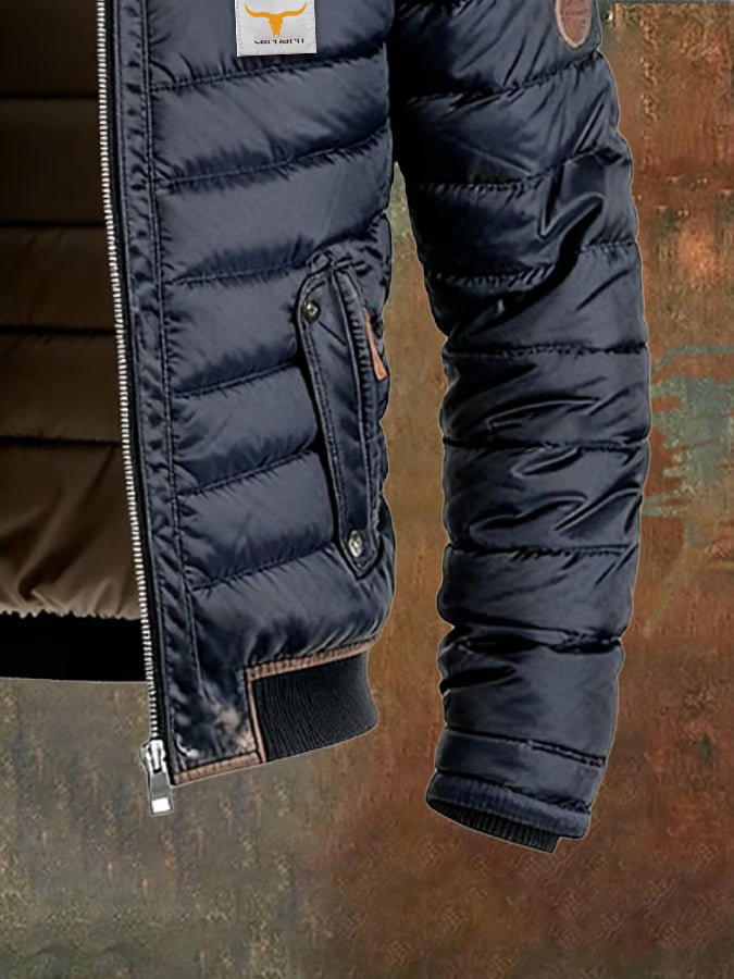 Doudoune homme matelassée légère col montant zippée résistante vent
