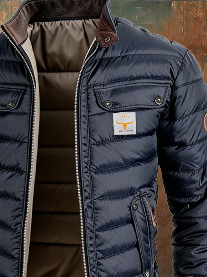 Doudoune homme matelassée légère col montant zippée résistante vent