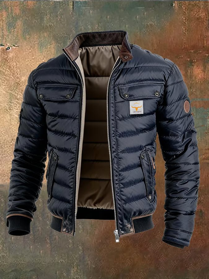 Doudoune homme matelassée légère col montant zippée résistante vent