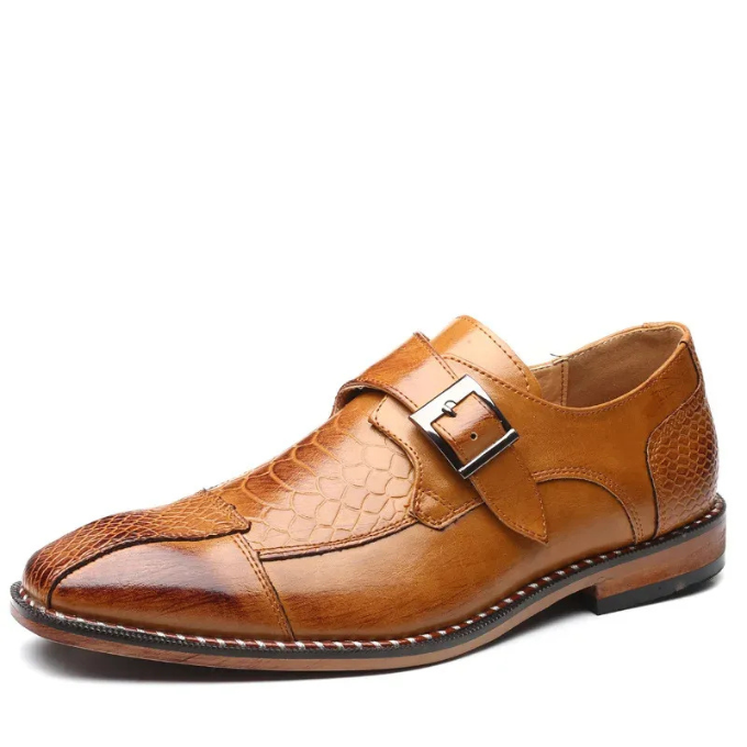 Chaussures habillées homme boucle monk effet crocodile cuir synthétique