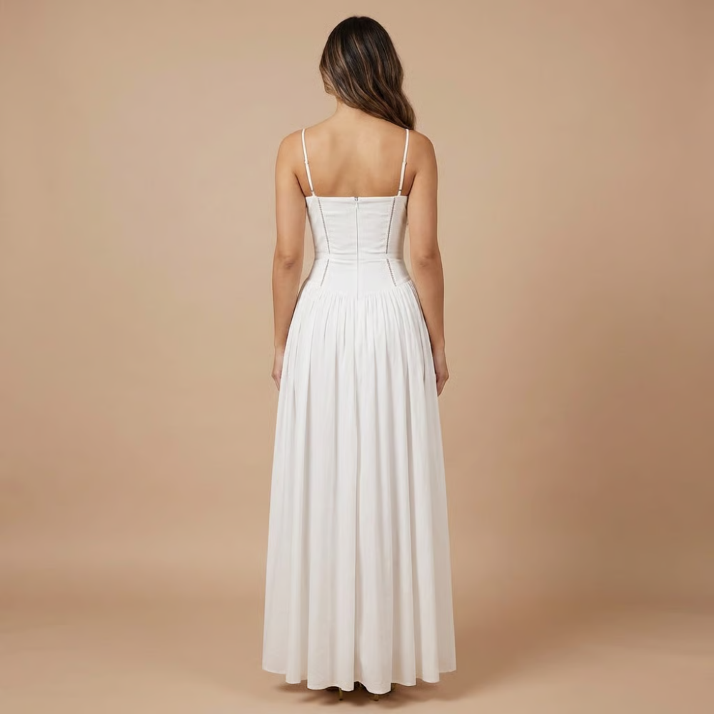 Robe midi invitée mariage à fleurs col carré sans manches coupe évasée
