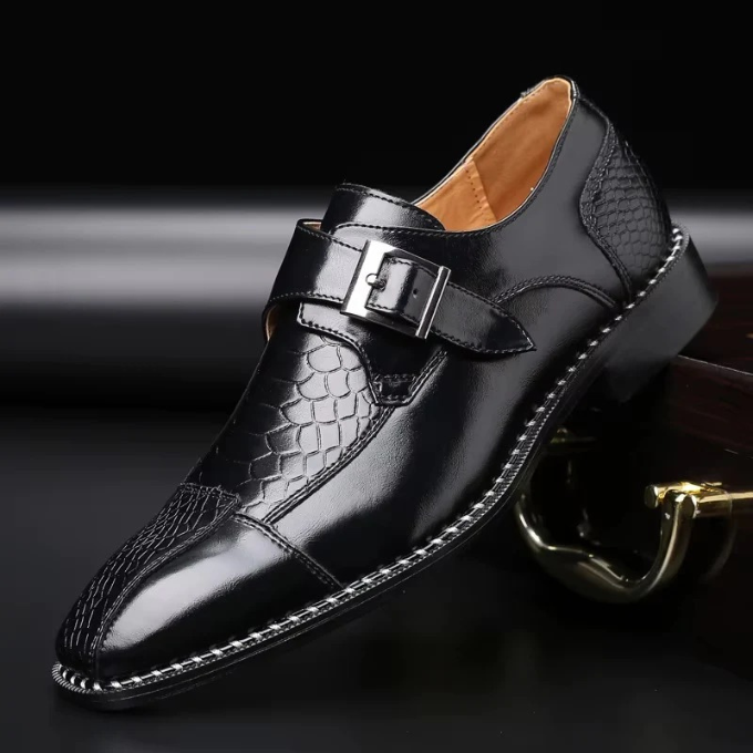 Chaussures habillées homme boucle monk effet crocodile cuir synthétique