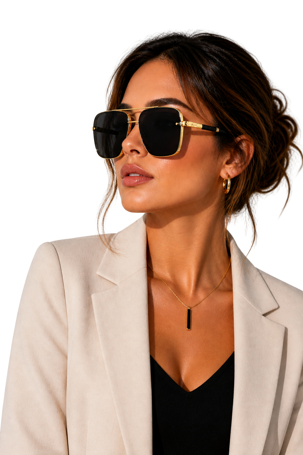 Lunettes de soleil femme oversize carrées verres dégradés UV400 monture dorée