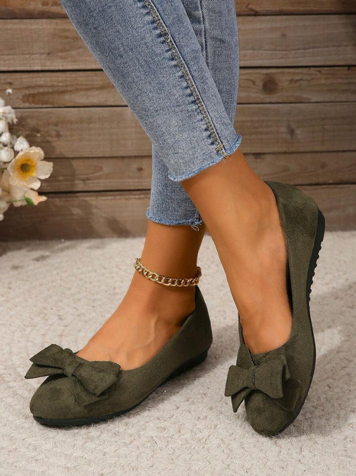 Ballerines femme bout rond nœud semelle orthopédique confort chaussures plates