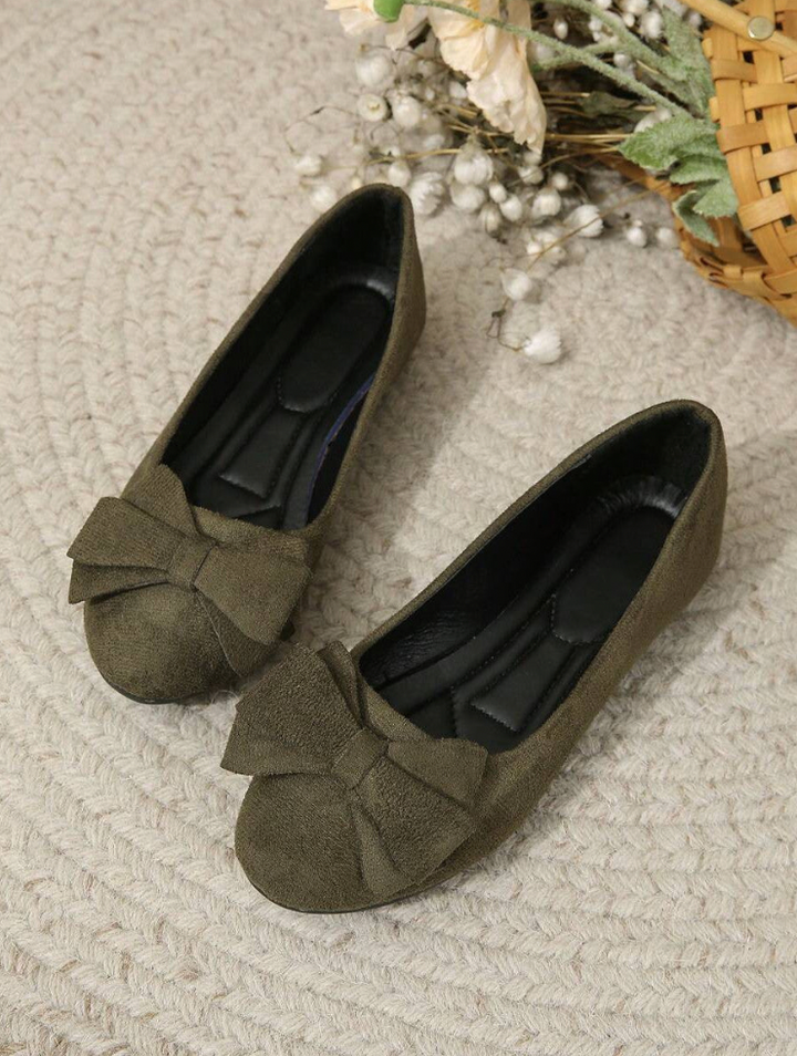 Ballerines femme bout rond nœud semelle orthopédique confort chaussures plates