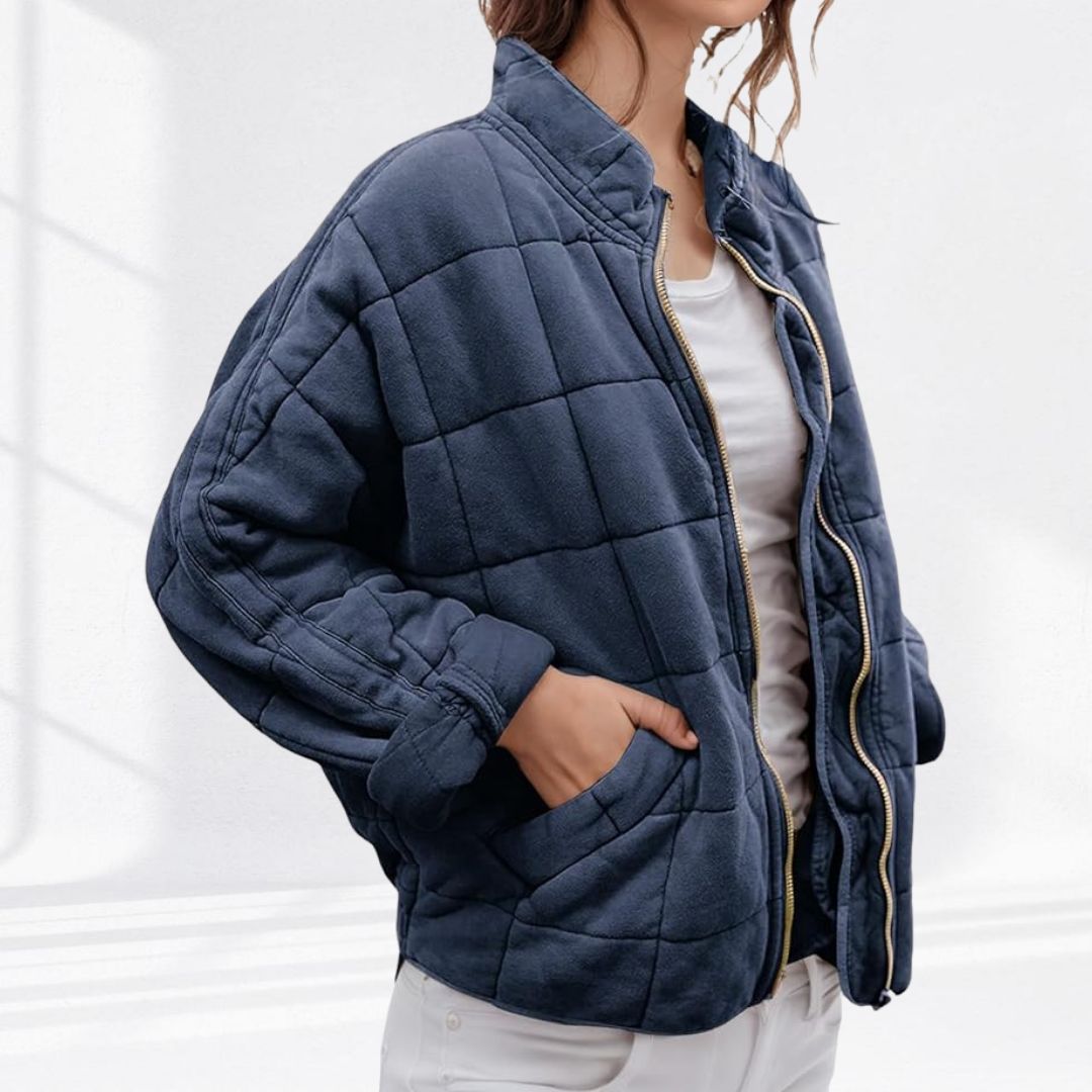 Veste matelassée femme zippée col montant coupe oversize poches