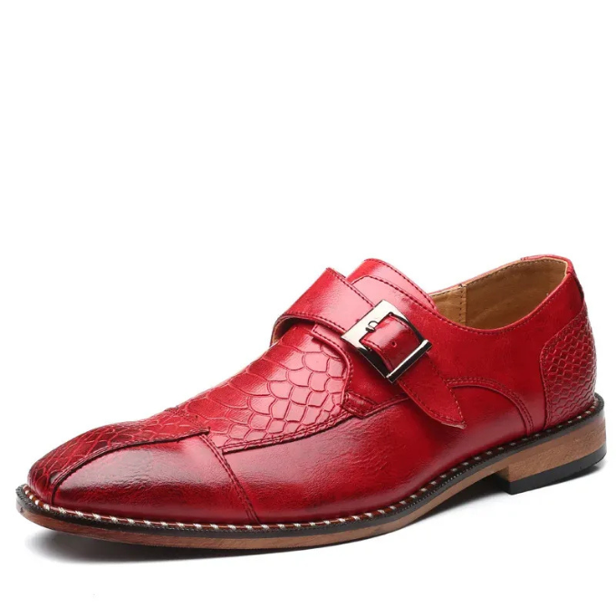 Chaussures habillées homme boucle monk effet crocodile cuir synthétique