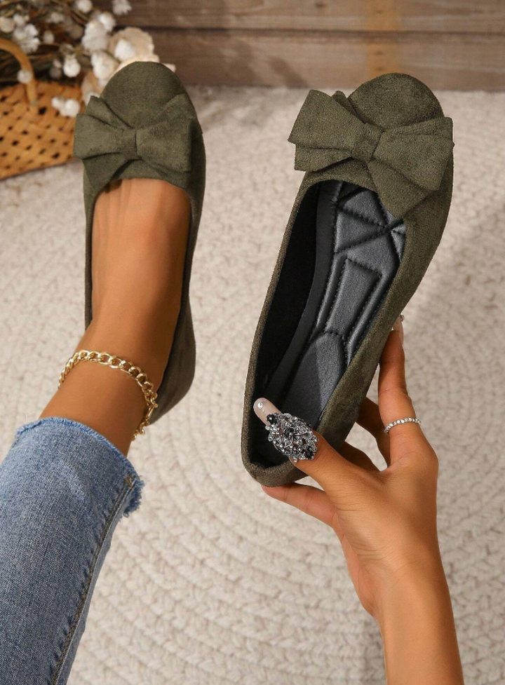 Ballerines femme bout rond nœud semelle orthopédique confort chaussures plates