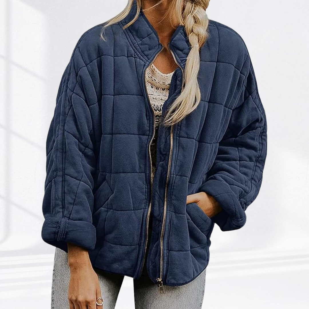 Veste matelassée femme zippée col montant coupe oversize poches