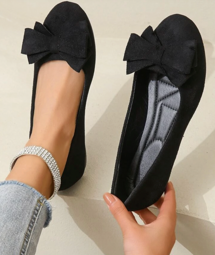 Ballerines femme bout rond nœud semelle orthopédique confort chaussures plates