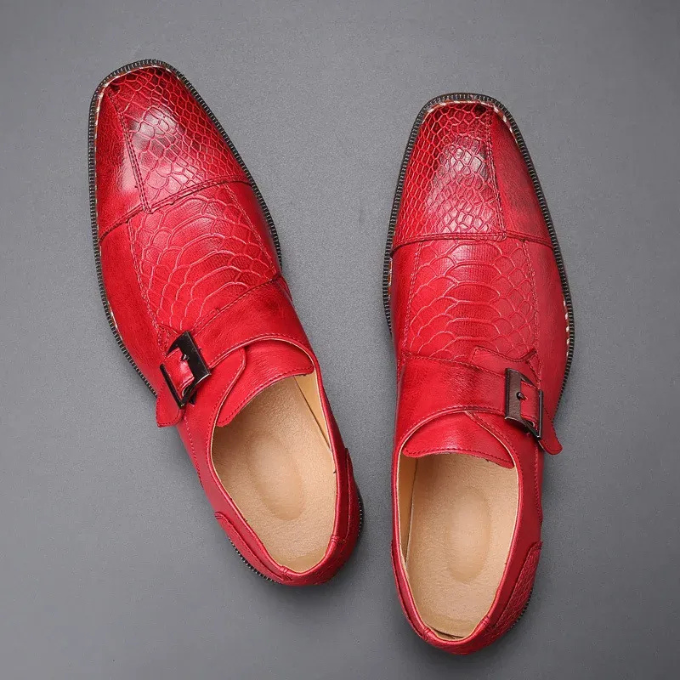 Chaussures habillées homme boucle monk effet crocodile cuir synthétique