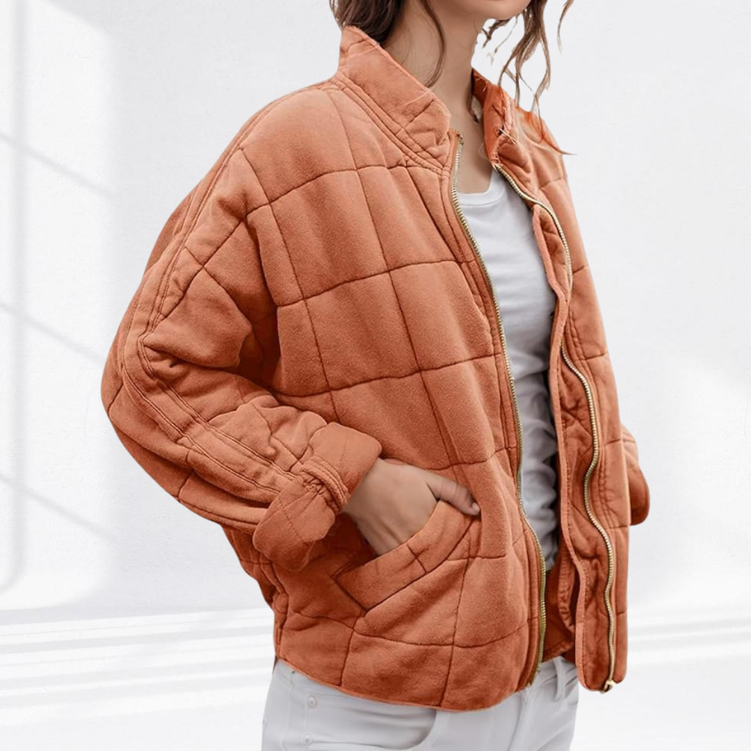 Veste matelassée femme zippée col montant coupe oversize poches