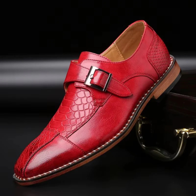 Chaussures habillées homme boucle monk effet crocodile cuir synthétique
