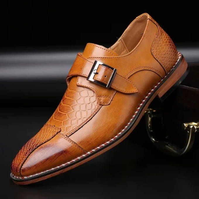 Chaussures habillées homme boucle monk effet crocodile cuir synthétique