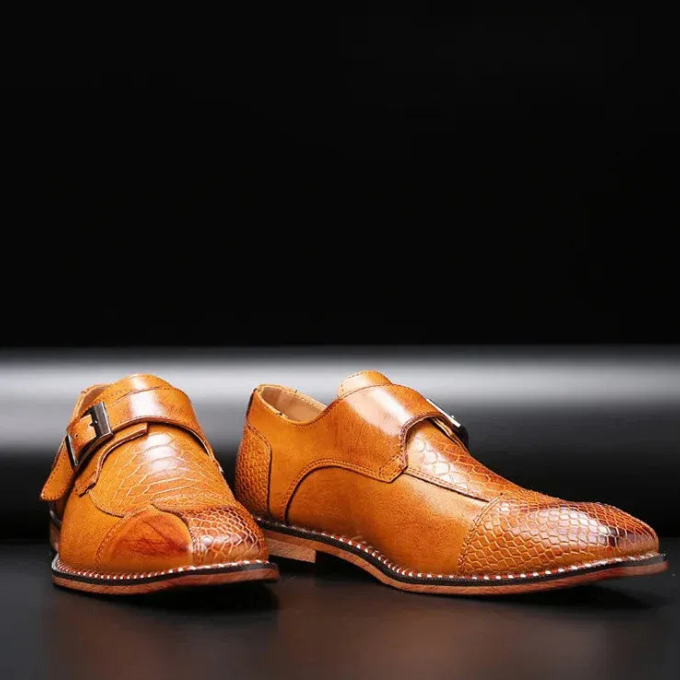 Chaussures habillées homme boucle monk effet crocodile cuir synthétique