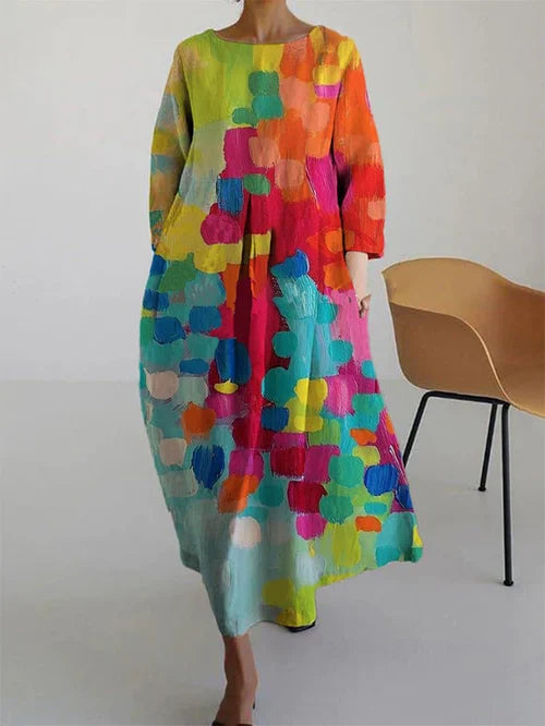 Robe longue fleurie femme en coton coupe ample style bohème chic