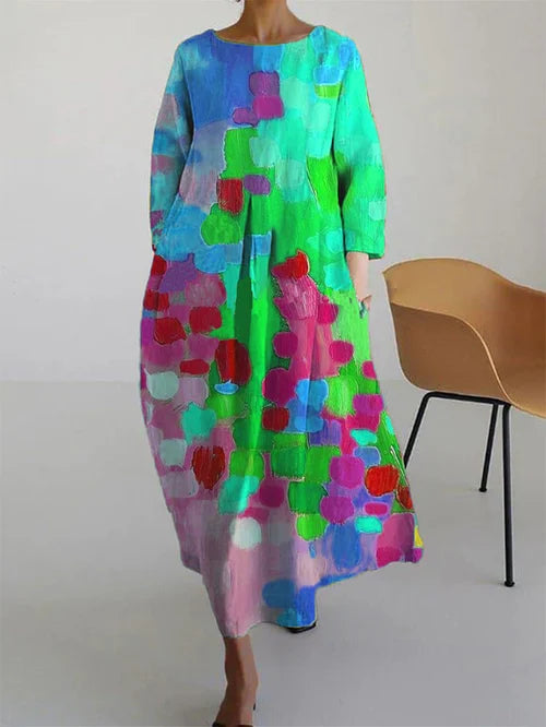 Robe longue fleurie femme en coton coupe ample style bohème chic