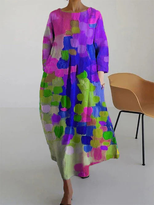Robe longue fleurie femme en coton coupe ample style bohème chic
