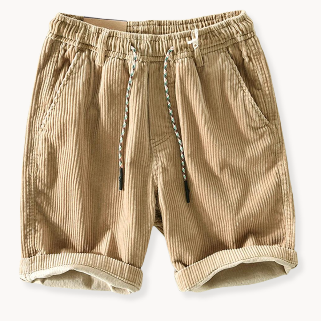Short homme en velours côtelé taille élastique cordon de serrage coupe ample