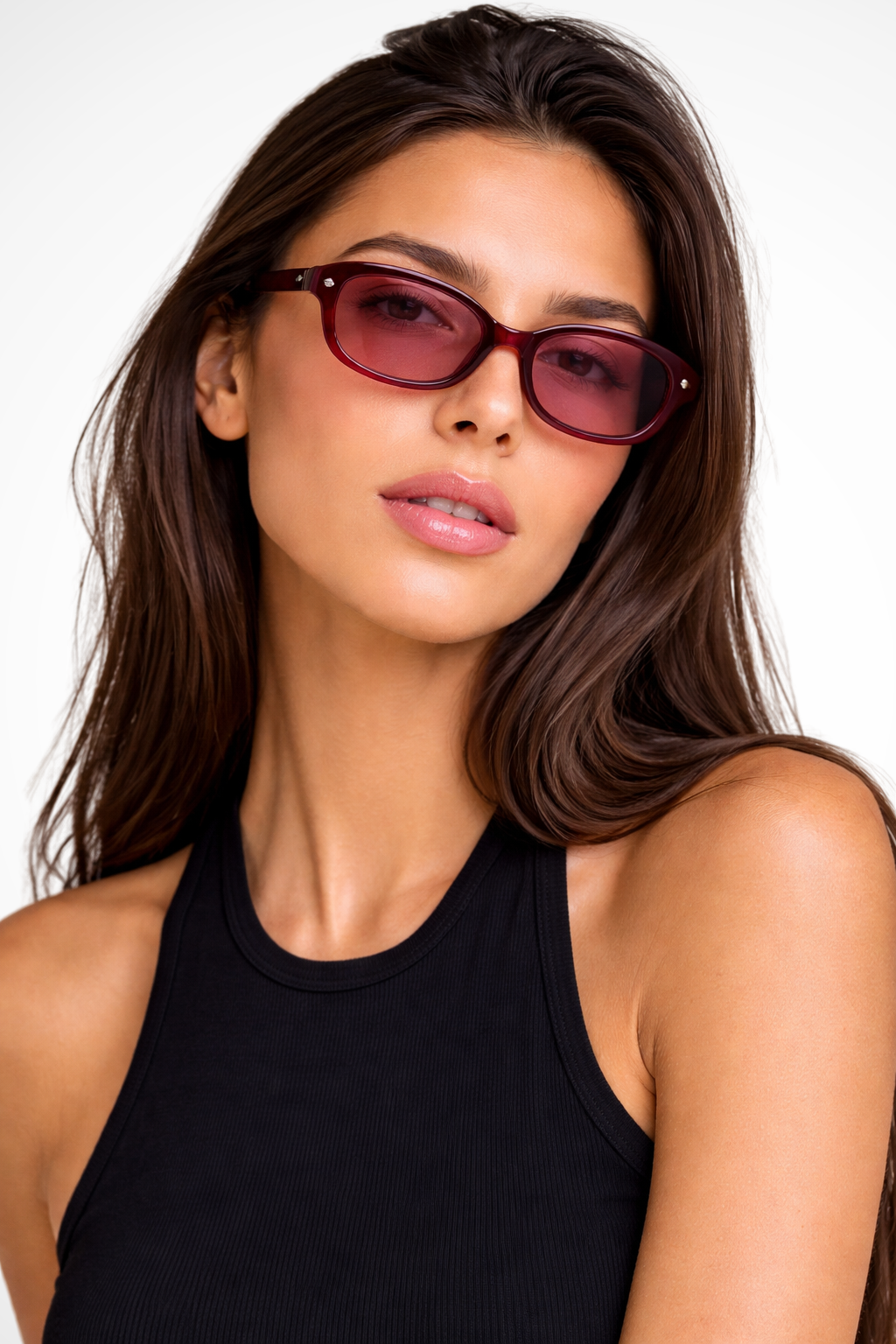 Lunettes de soleil rectangulaires femme rétro verres teintés UV400 monture fine