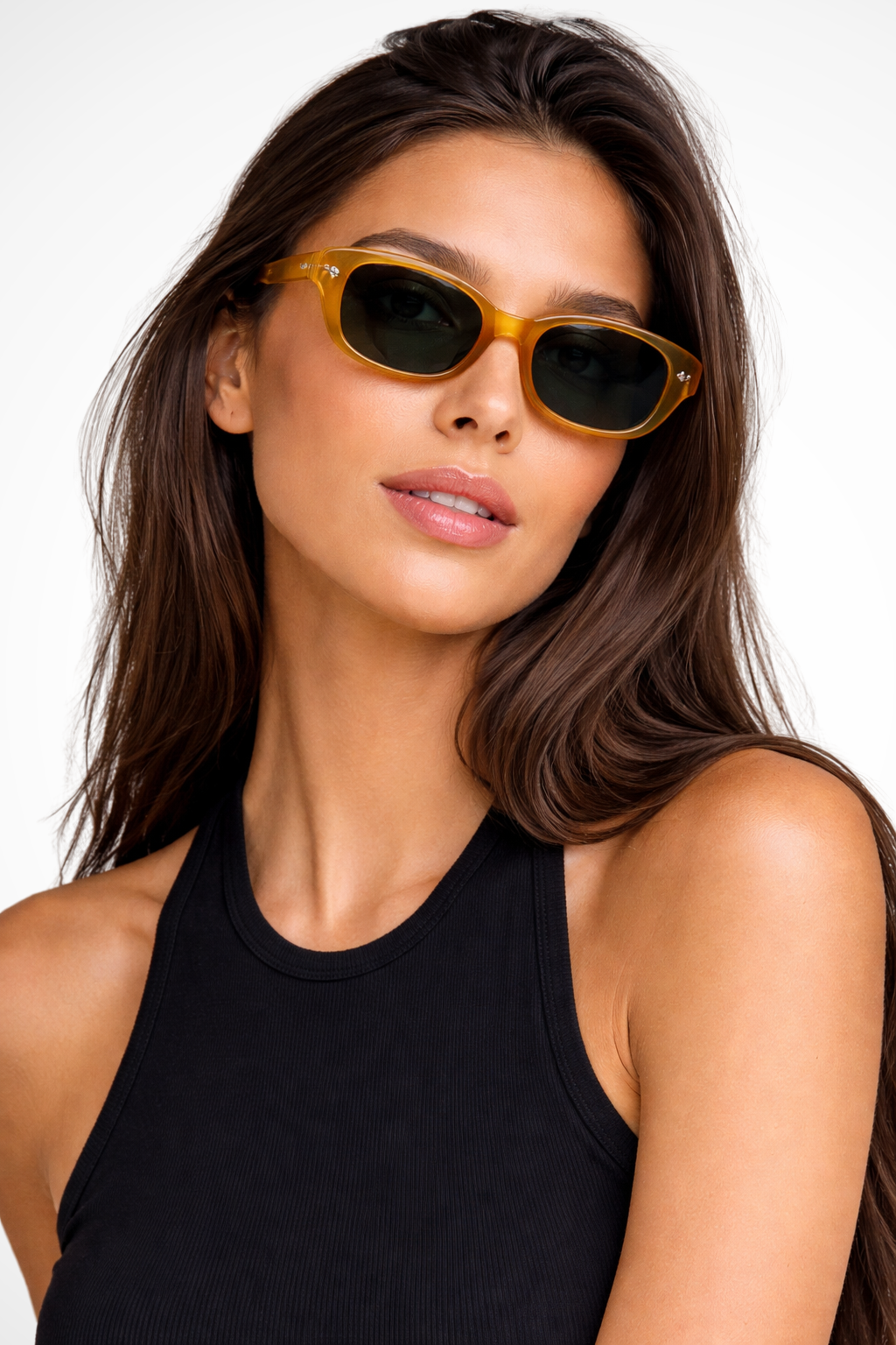 Lunettes de soleil rectangulaires femme rétro verres teintés UV400 monture fine