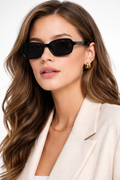 Lunettes de soleil rectangulaires femme rétro verres teintés UV400 monture fine