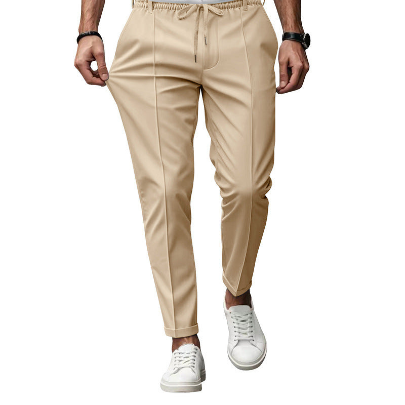 Pantalon homme chino stretch taille élastique cordon coupe slim