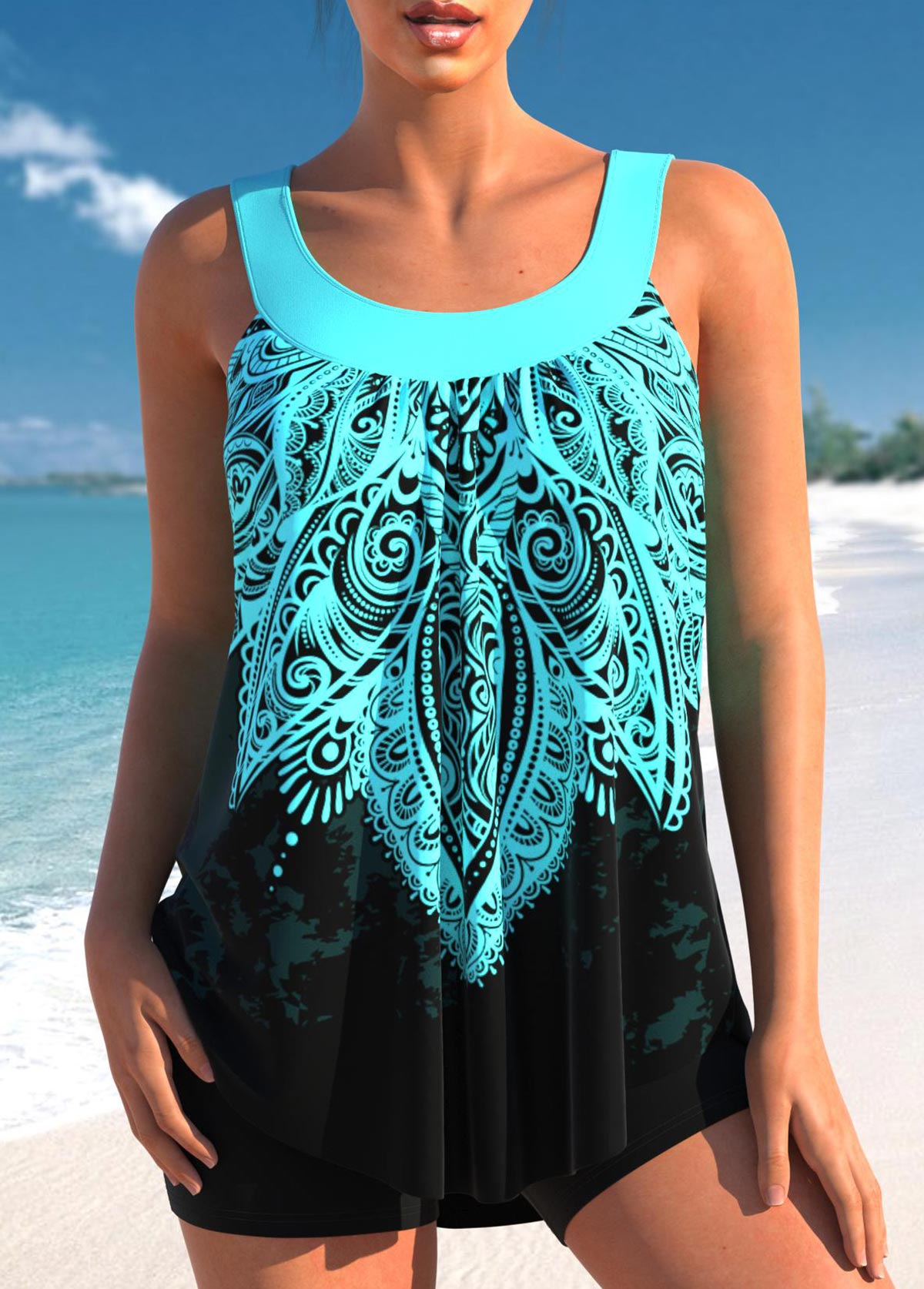 Tankini femme deux pièces débardeur ventre plat shorty
