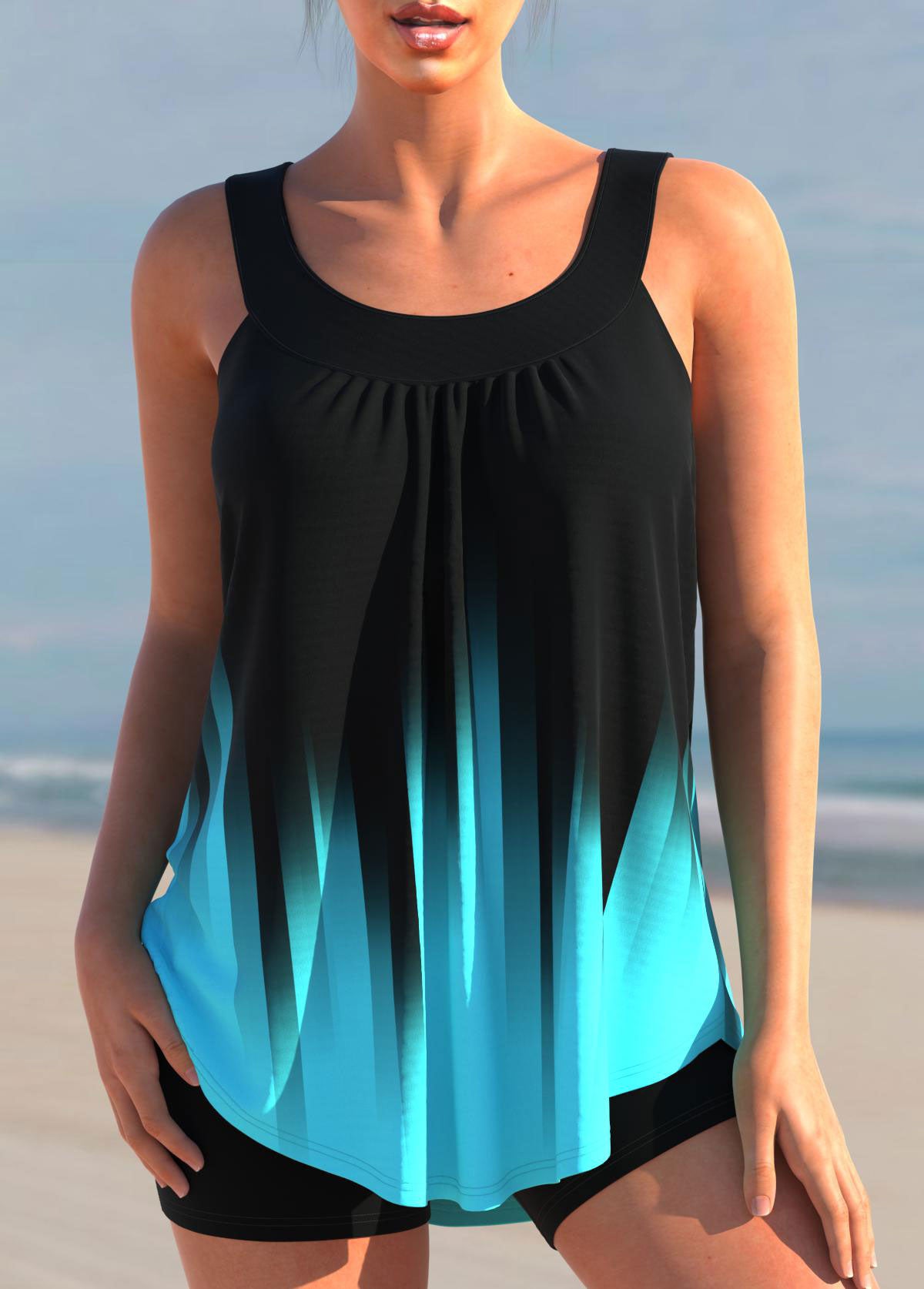 Tankini femme deux pièces débardeur ventre plat shorty