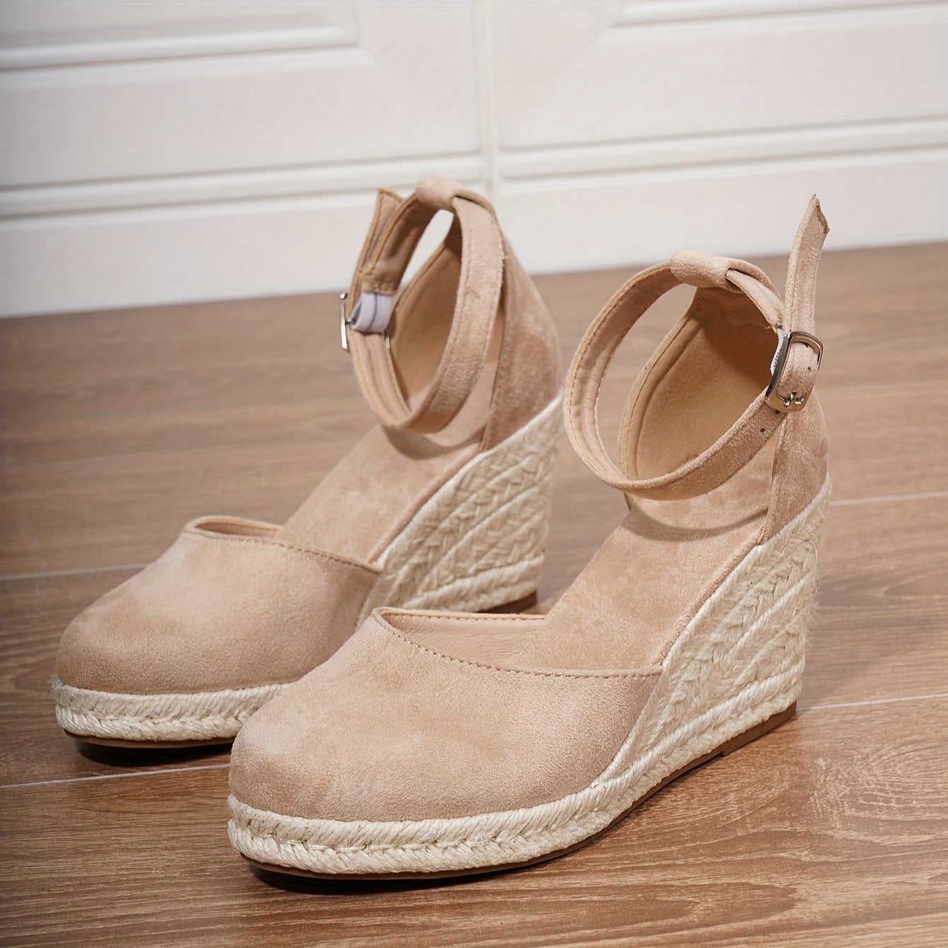 Espadrilles compensées femme bride cheville bout fermé semelle jute