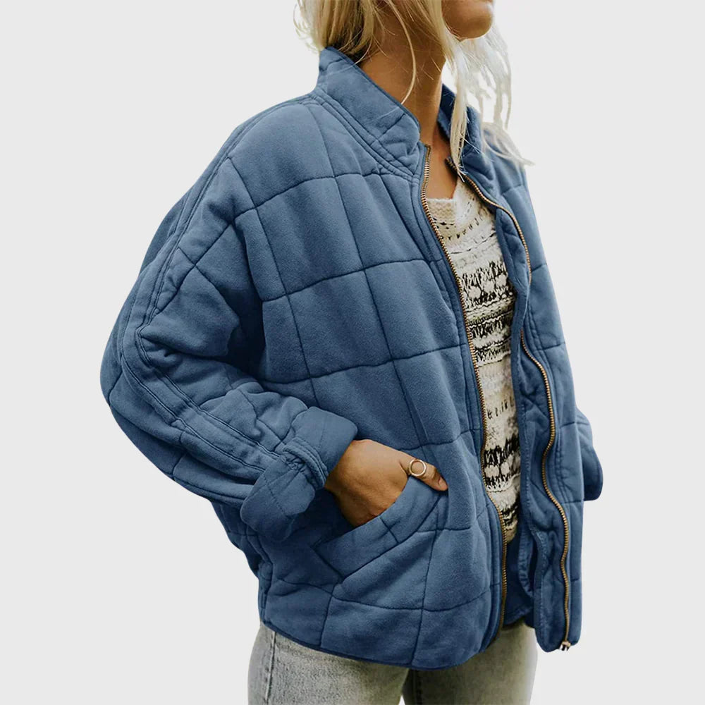Veste matelassée femme zippée col montant coupe oversize poches