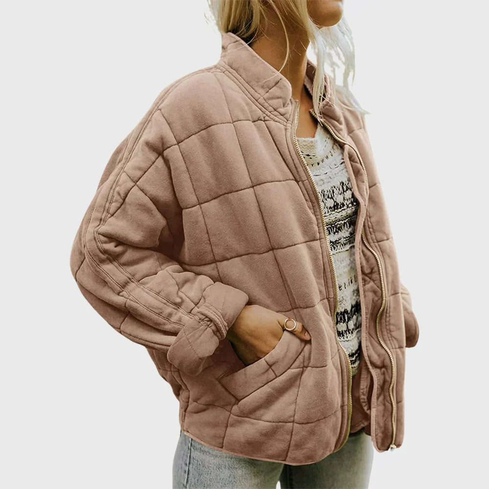 Veste matelassée femme zippée col montant coupe oversize poches