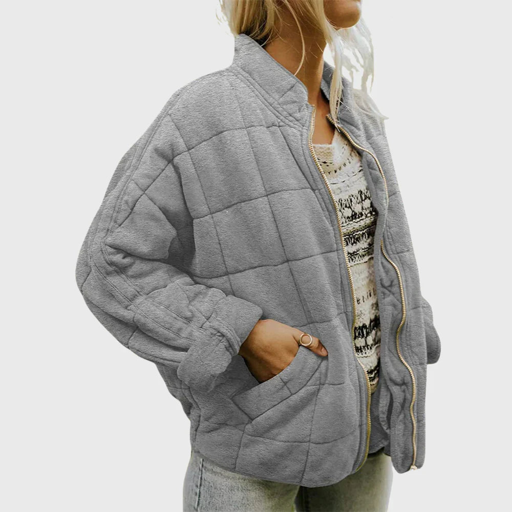 Veste matelassée femme zippée col montant coupe oversize poches