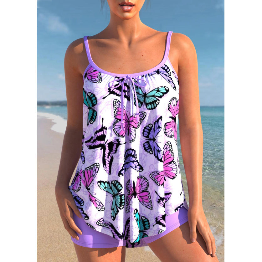 Tankini femme deux pièces débardeur ventre plat shorty