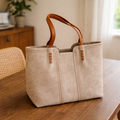 Sac cabas femme cuir synthétique grand format porté épaule tote structuré anses contrastées