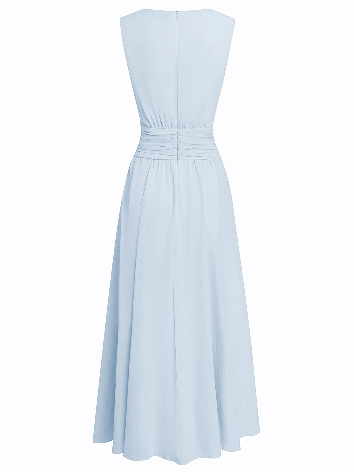 Robe longue mousseline sans manches col rond invitée mariage