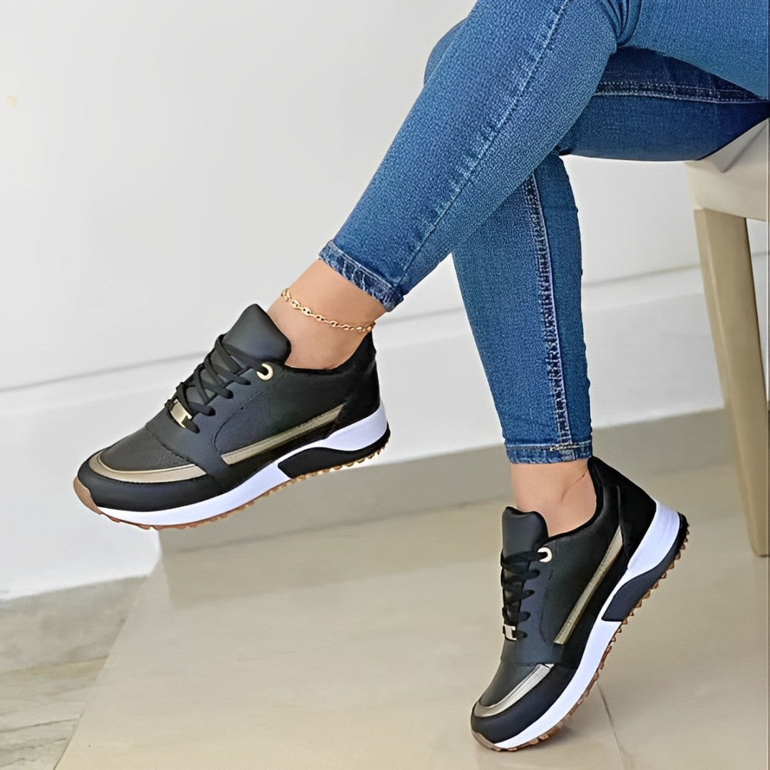 Baskets compensées femme chaussures marche antidérapantes lacets semelle épaisse